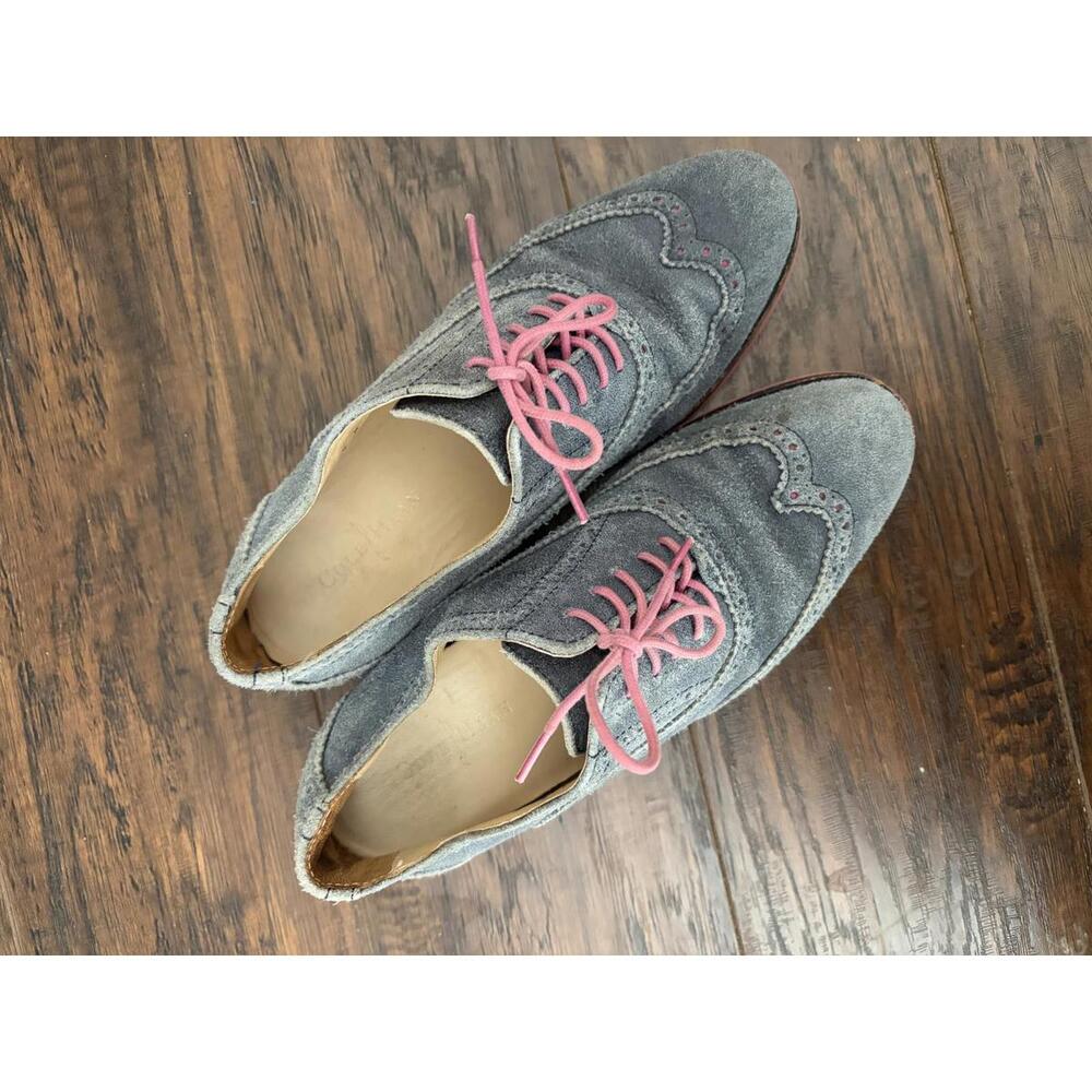 Cole Haan Alisa Brogue Wingtip Oxford Blue Pink Size 6 Suede Twee - Picture 3 of 7